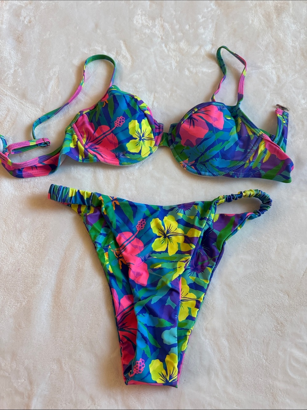 Tropical Floral Bikini Set - Blue Multi